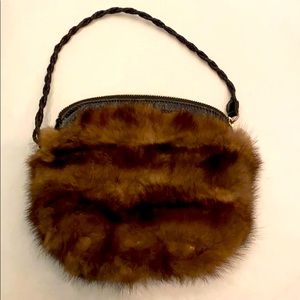 Vintage mink wristlet